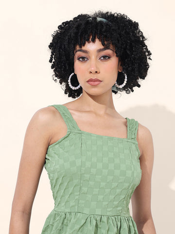 Women's Green Regular Fit Casual Dress