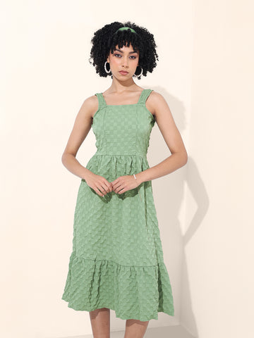 Women's Green Regular Fit Casual Dress