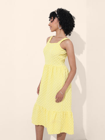 Women's Yellow Regular Fit Casual Dress