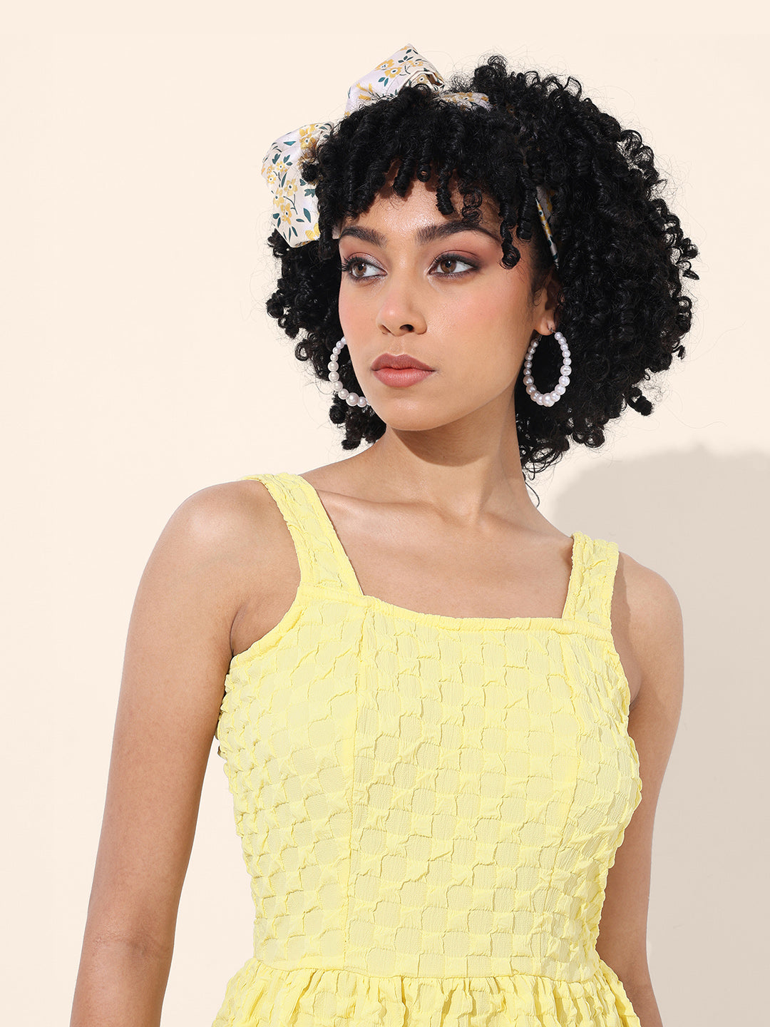 Women's Yellow Regular Fit Casual Dress