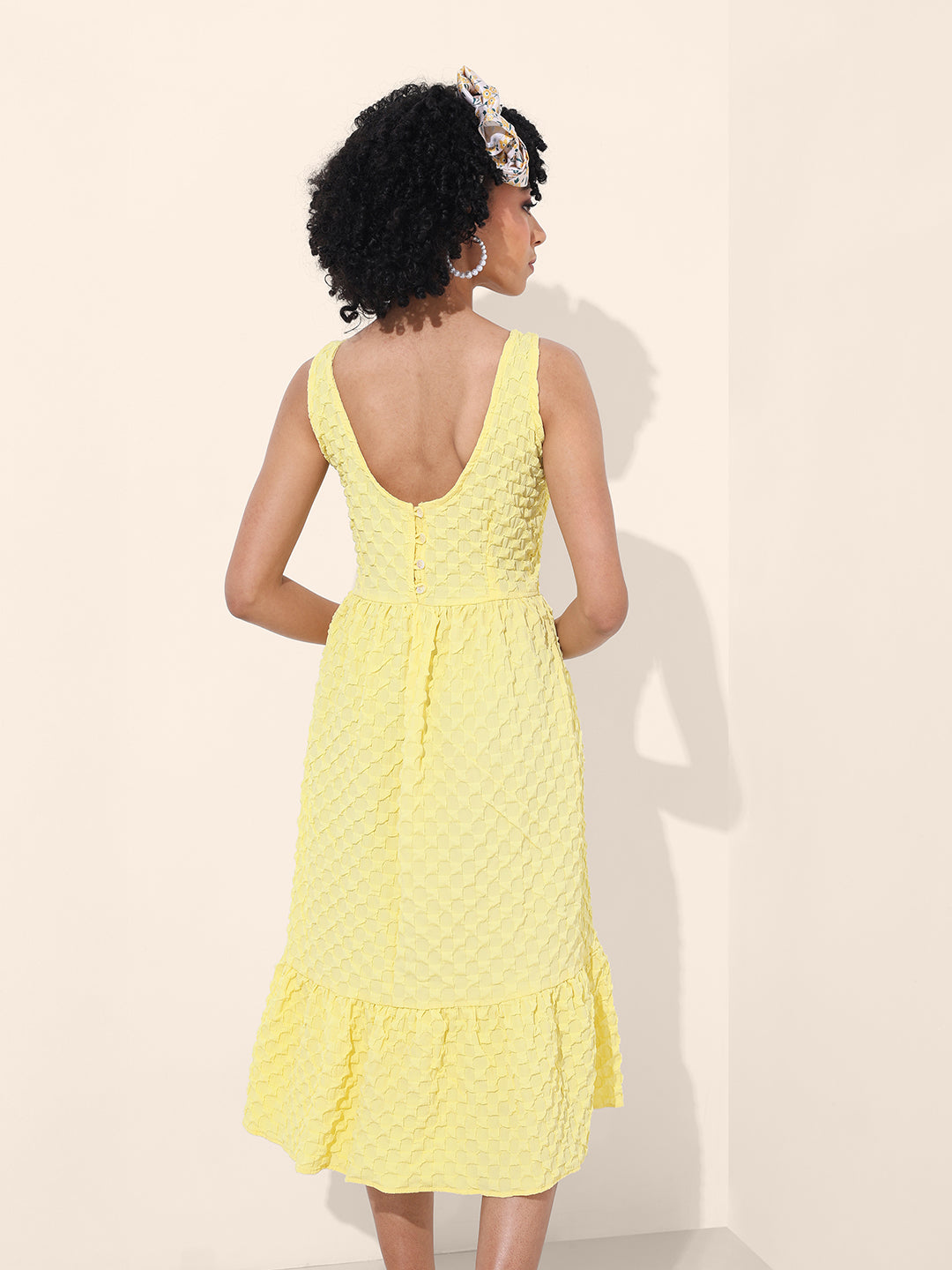 Women's Yellow Regular Fit Casual Dress
