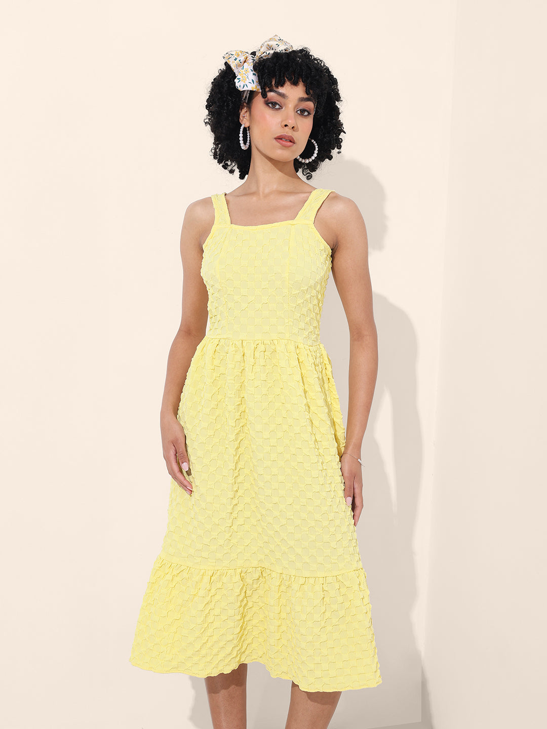 Women's Yellow Regular Fit Casual Dress