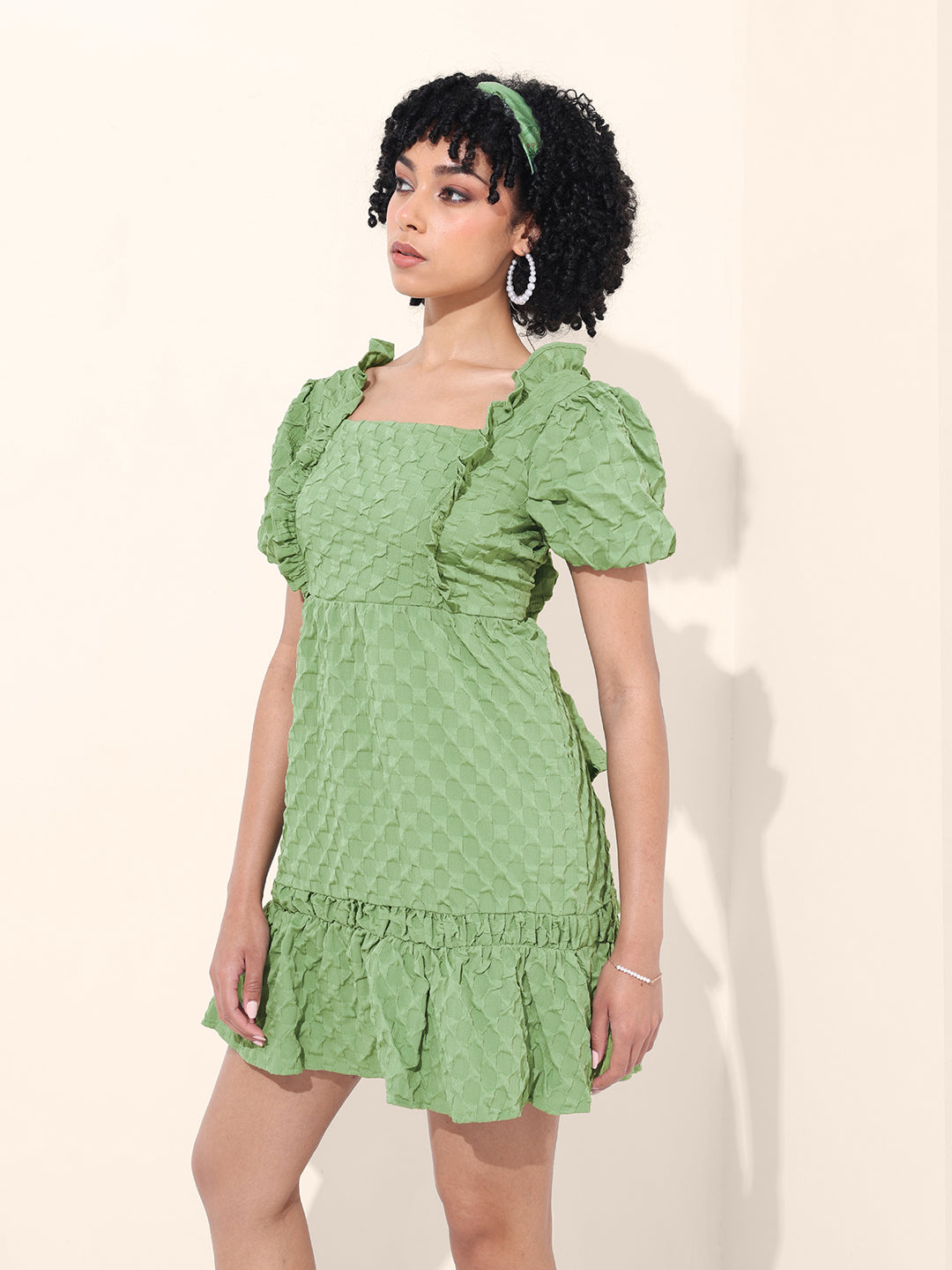 Women's Green Regular Fit Casual Dress