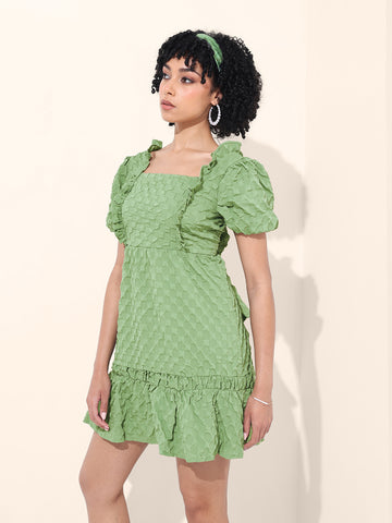 Women's Green Regular Fit Casual Dress