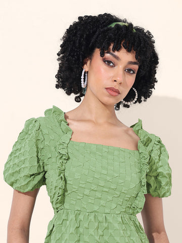 Women's Green Regular Fit Casual Dress