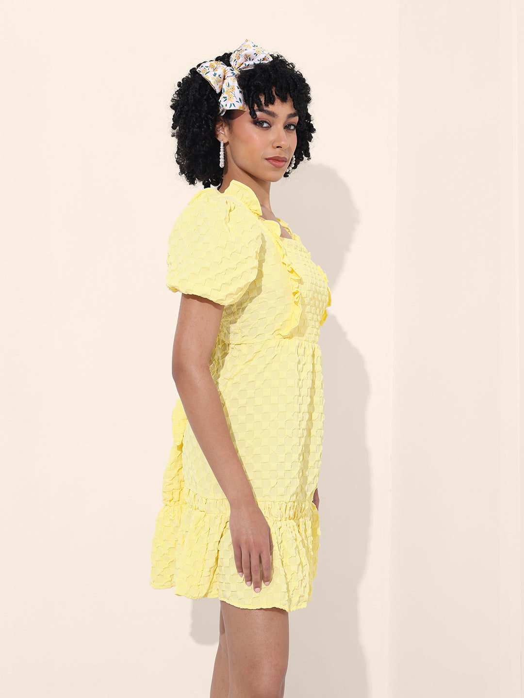 Women's Yellow Regular Fit Casual Dress