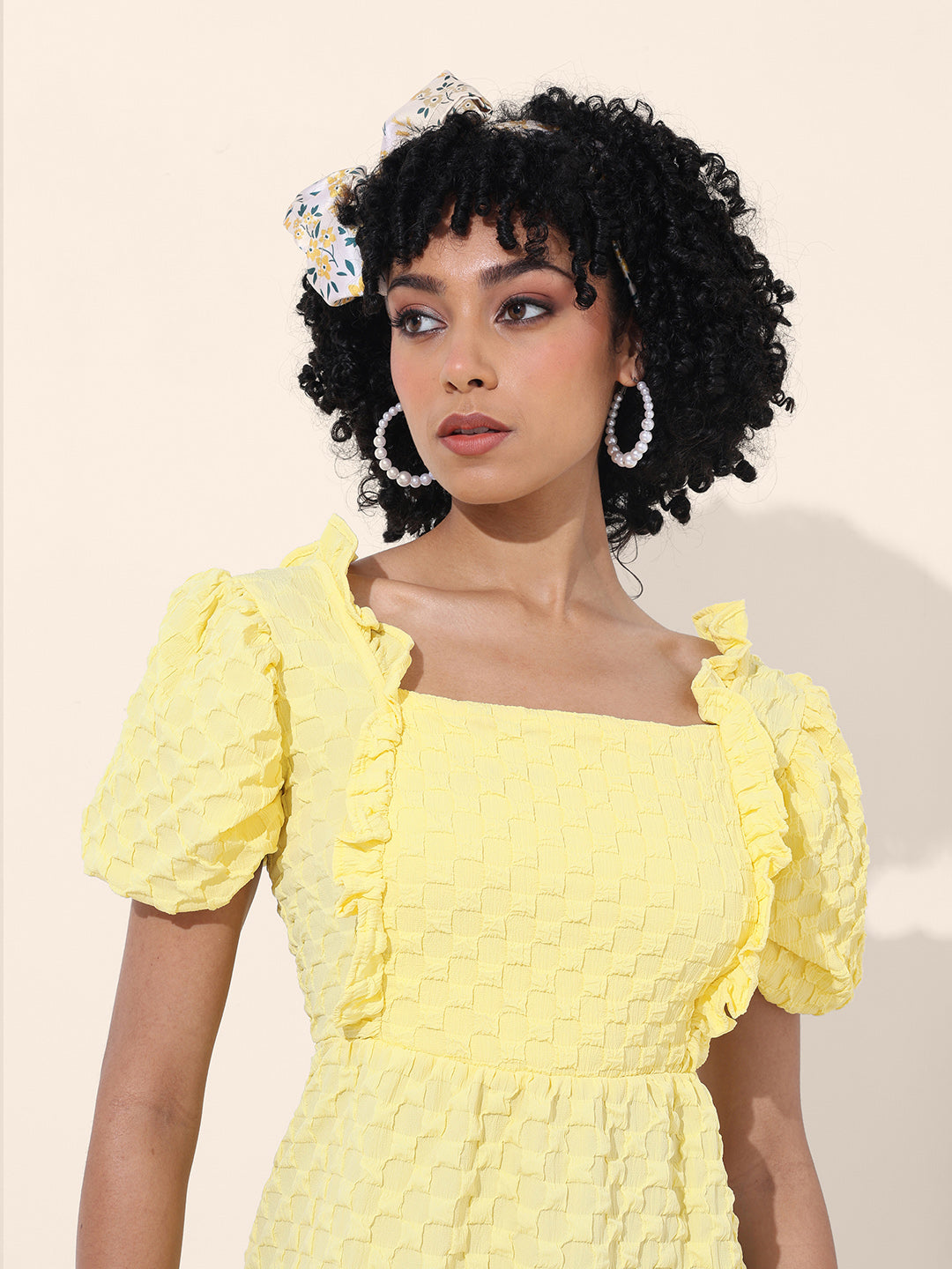 Women's Yellow Regular Fit Casual Dress