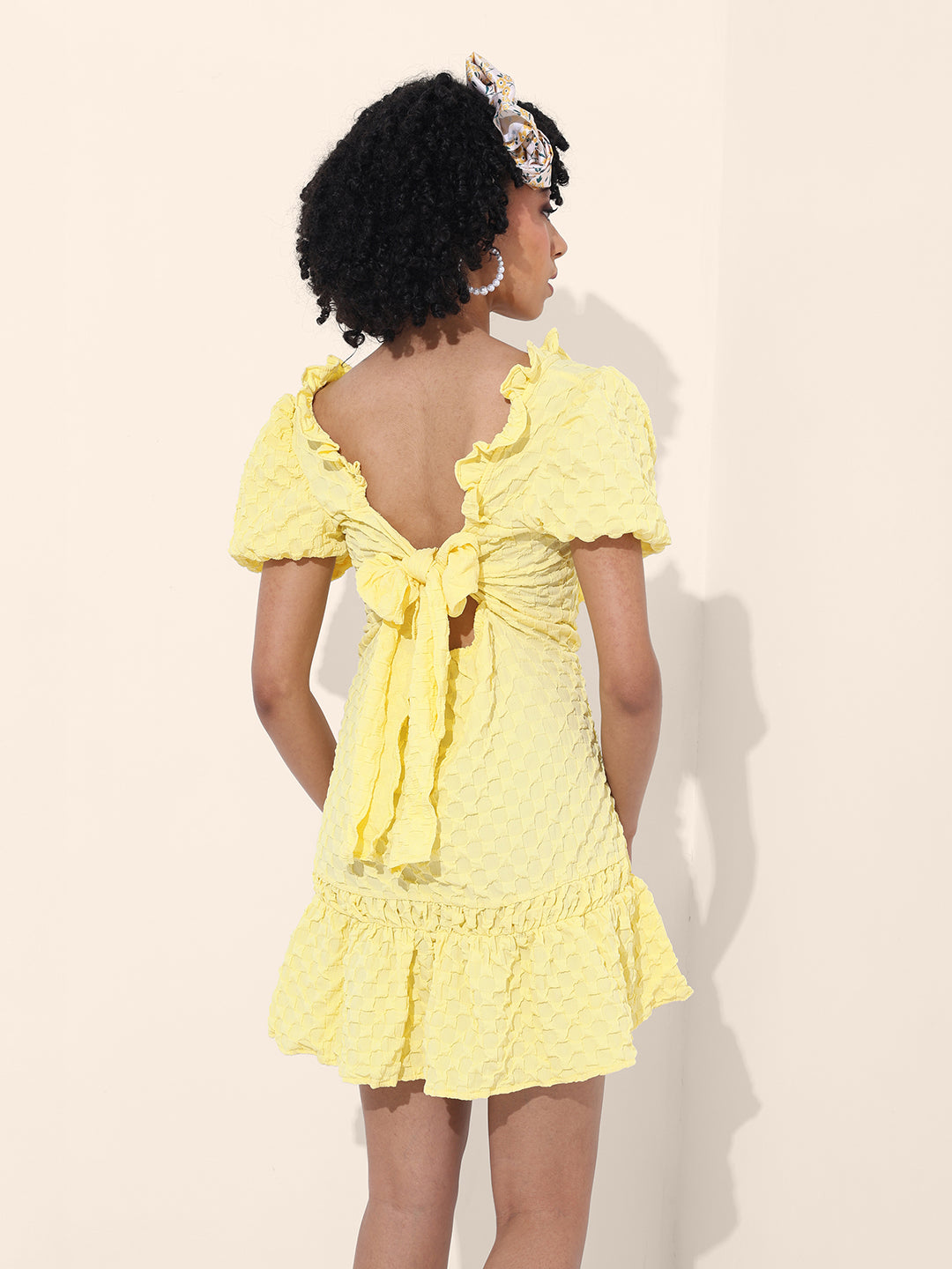 Women's Yellow Regular Fit Casual Dress