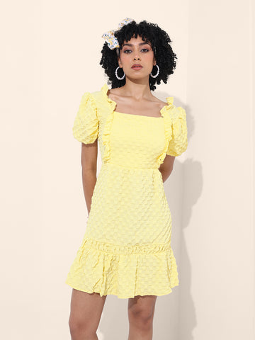 Women's Yellow Regular Fit Casual Dress