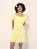 Women's Yellow Regular Fit Casual Dress