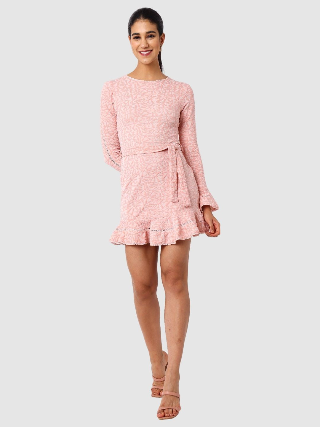 Women's Regular Fit Textured Mini Dress