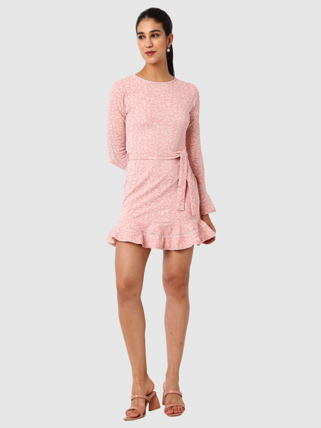 Women's Regular Fit Textured Mini Dress