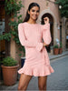 Women's Pink Fit Textured Mini Dress