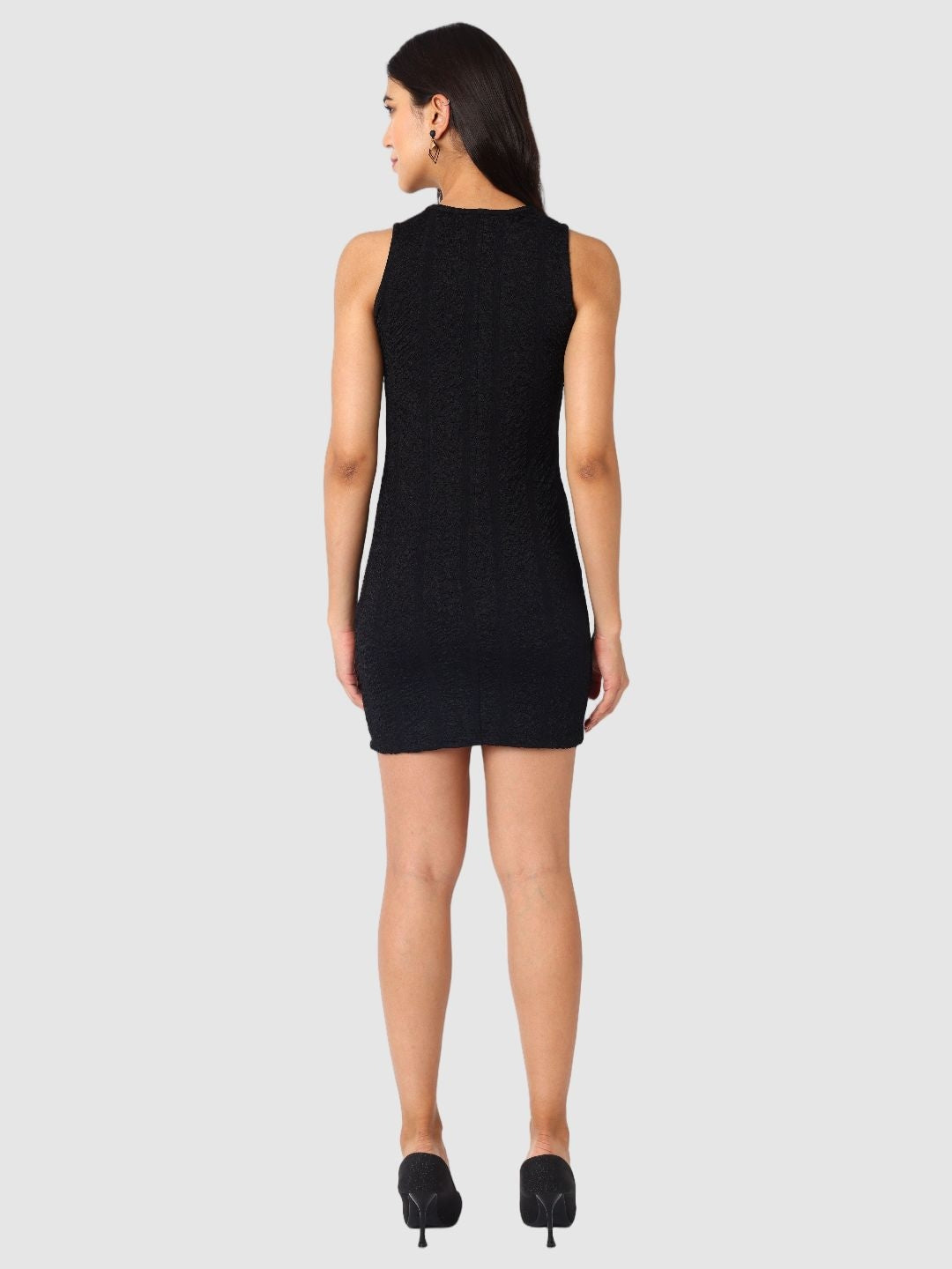 Women Regular Fit Black Sleeveless Dress