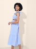 Women Regular Fit Blue Sleeveless Dress