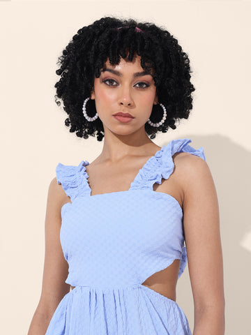 Women Regular Fit Blue Sleeveless Dress