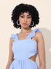 Women Regular Fit Blue Sleeveless Dress