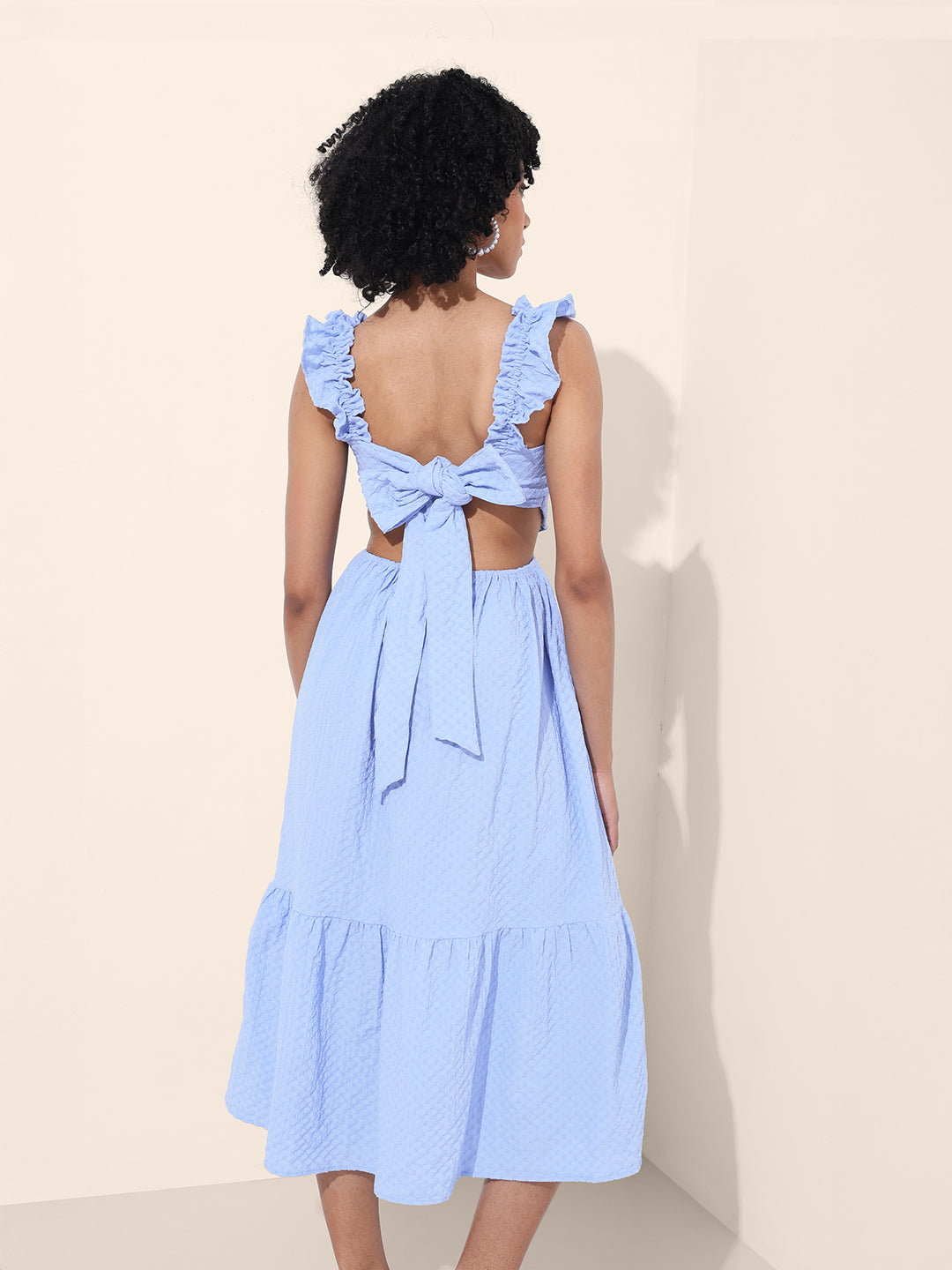 Women Regular Fit Blue Sleeveless Dress