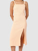 Women Regular Fit Orange Sleeveless Dress
