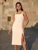 Women Regular Fit Orange Sleeveless Dress