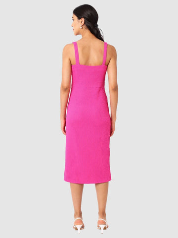 Women Regular Fit Pink Sleeveless Dress