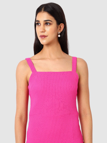 Women Regular Fit Pink Sleeveless Dress