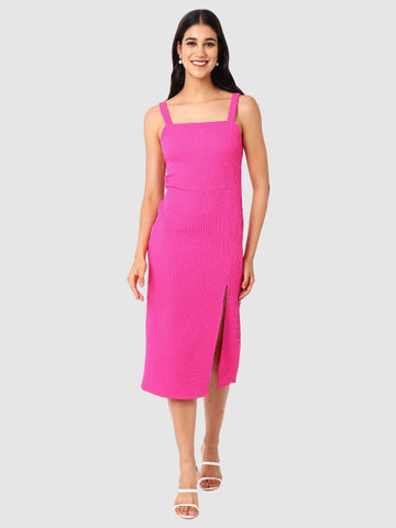 Women Regular Fit Pink Sleeveless Dress