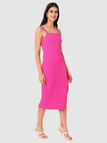 Women Regular Fit Pink Sleeveless Dress