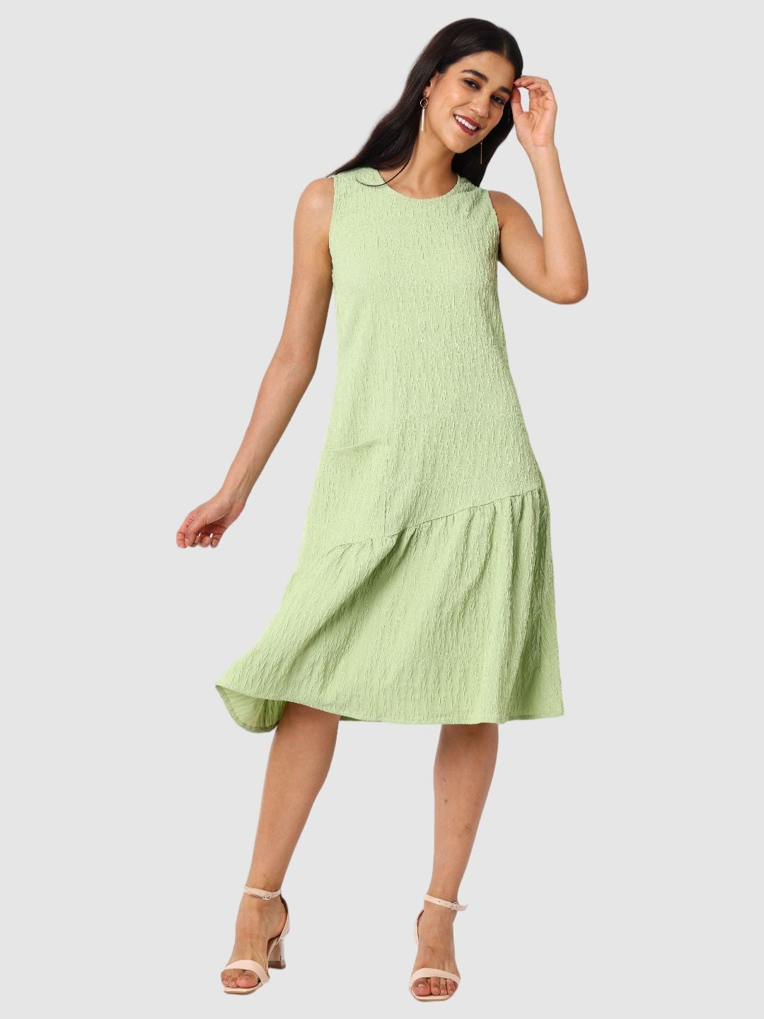 Women's Relaxed Fit Textured Tiered Dress