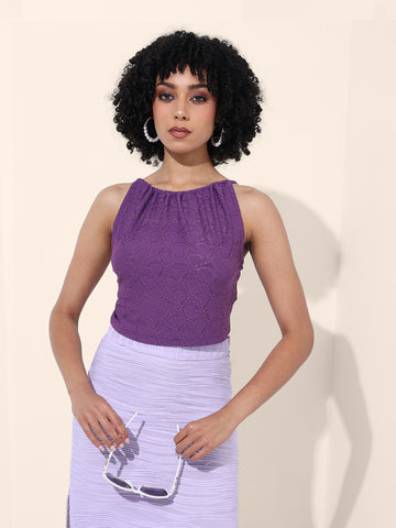 Women's Purple Regular Fit Casual Top