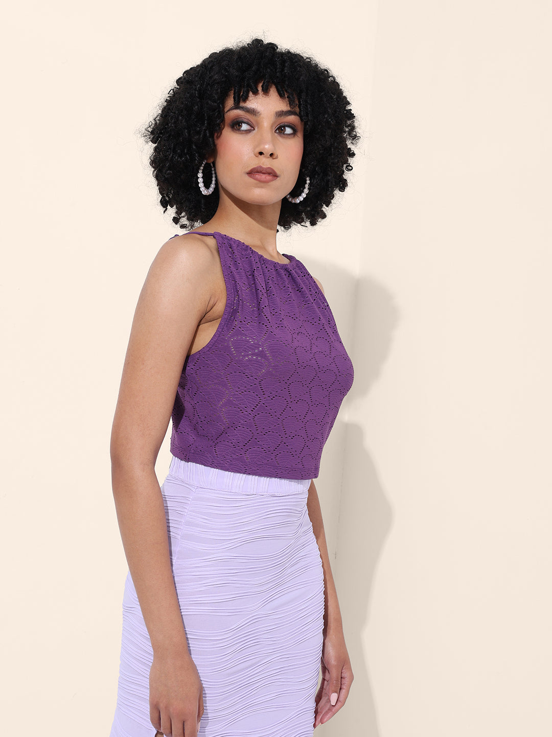 Women's Purple Regular Fit Casual Top