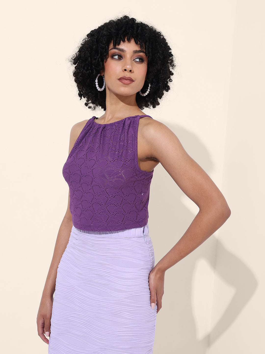 Women's Purple Regular Fit Casual Top
