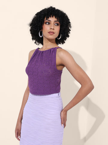 Women's Purple Regular Fit Casual Top