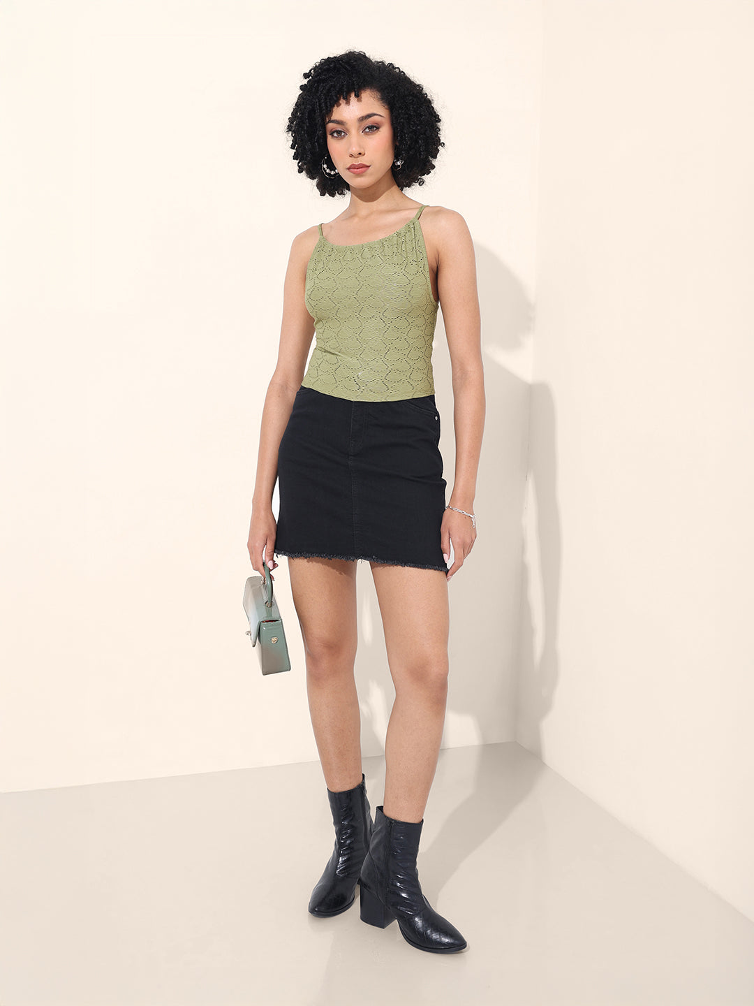 Women's Green Regular Fit Casual Top