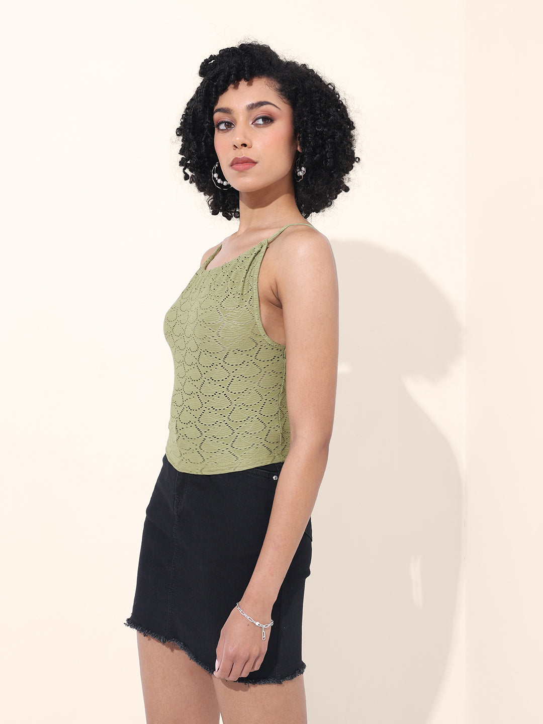 Women's Green Regular Fit Casual Top
