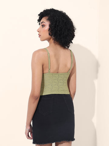 Women's Green Regular Fit Casual Top