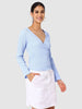 Women's Blue Textured Peplum Top