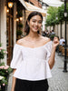 Women's White Fit Textured Designer Back Top