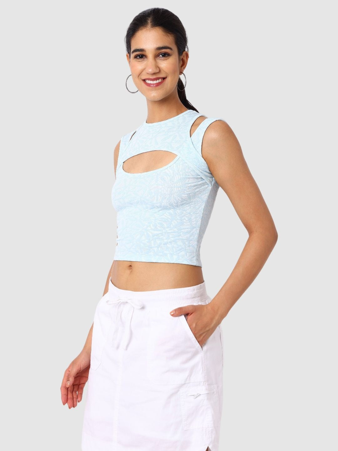 Women's Blue Textured Cami Top