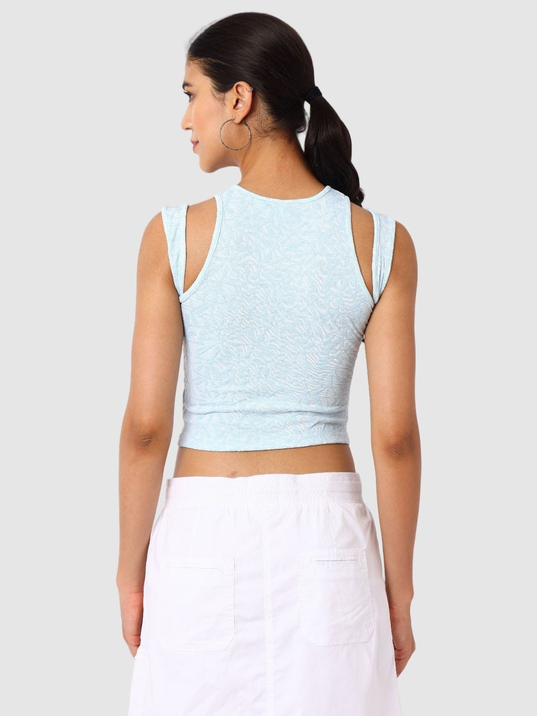 Women's Blue Textured Cami Top
