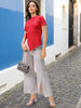 Women's Red Regular Fit Casual Top