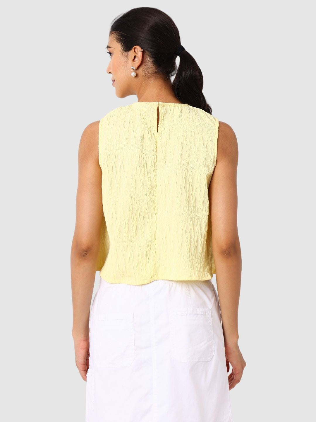 Women's Regular Fit Textured Crop Top
