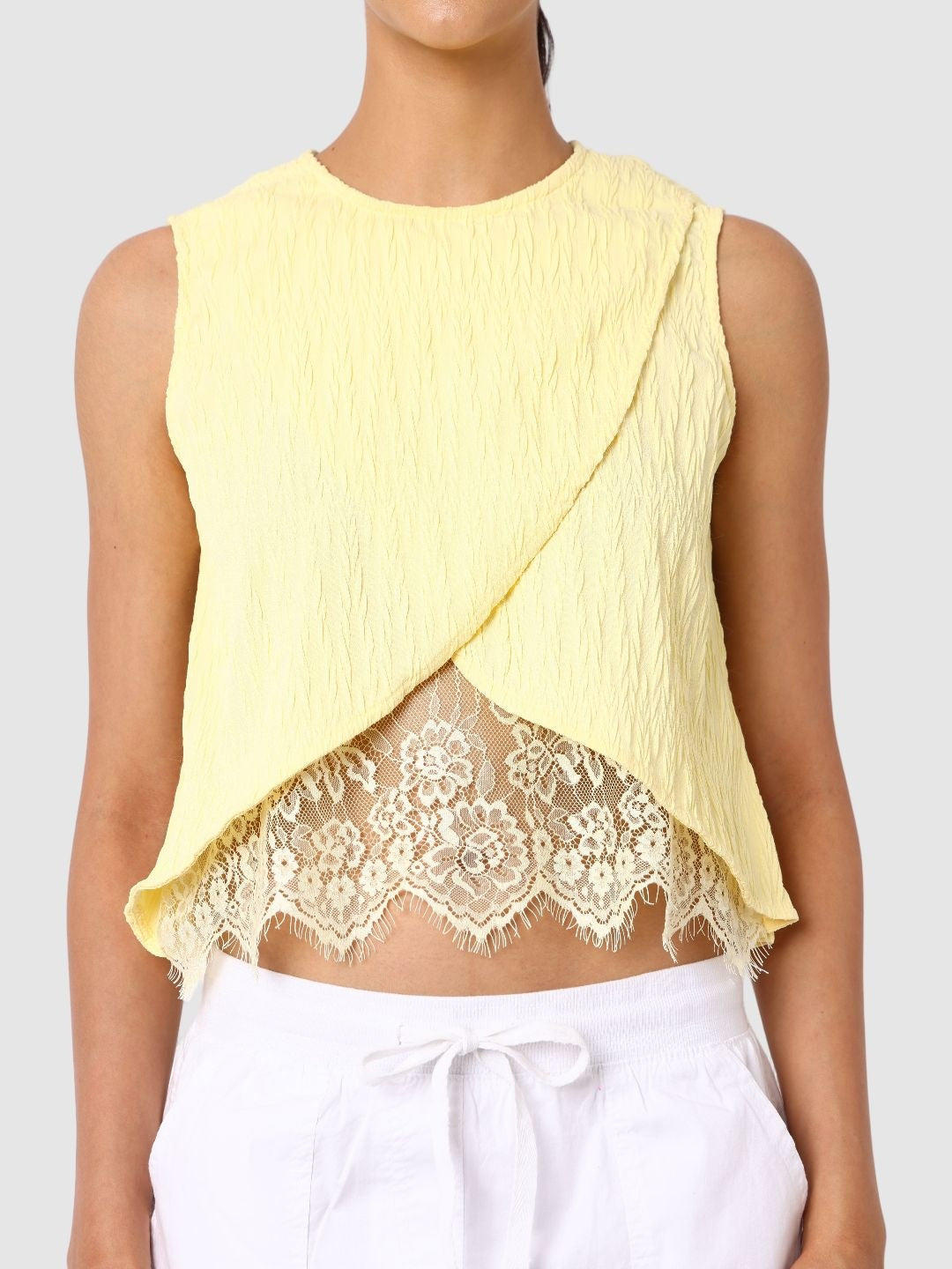 Women's Regular Fit Textured Crop Top