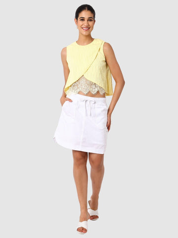Women's Yellow Fit Textured Crop Top