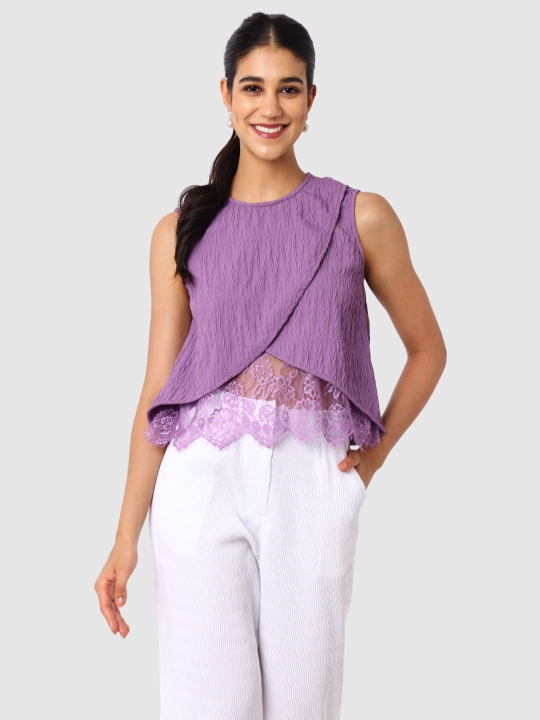 Women's Regular Fit Textured Crop Top