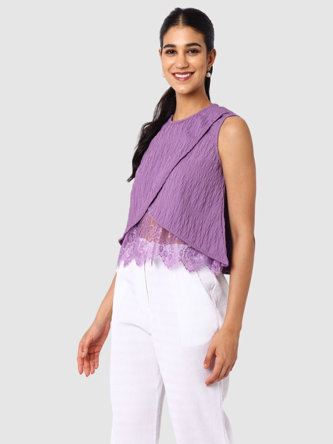 Women's Regular Fit Textured Crop Top