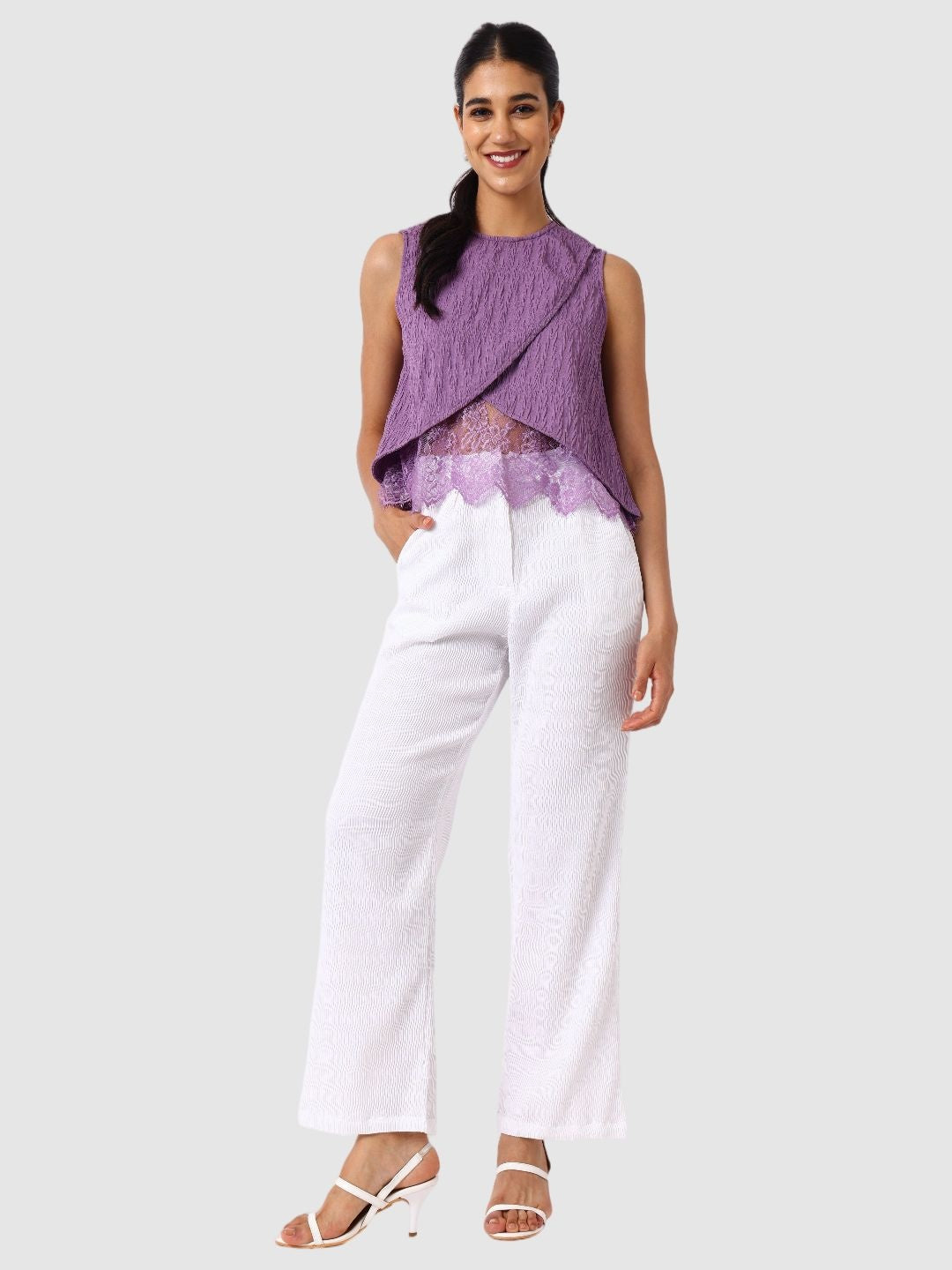 Women's Regular Fit Textured Crop Top