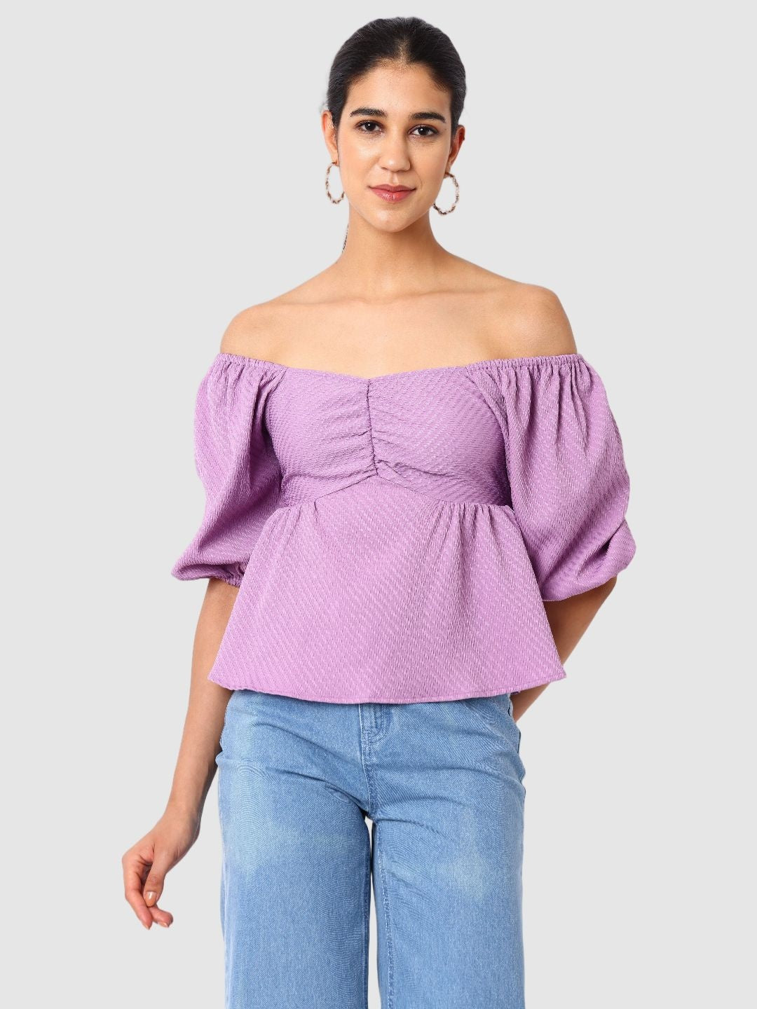 Women's Regular Fit Textured Designer Back Top