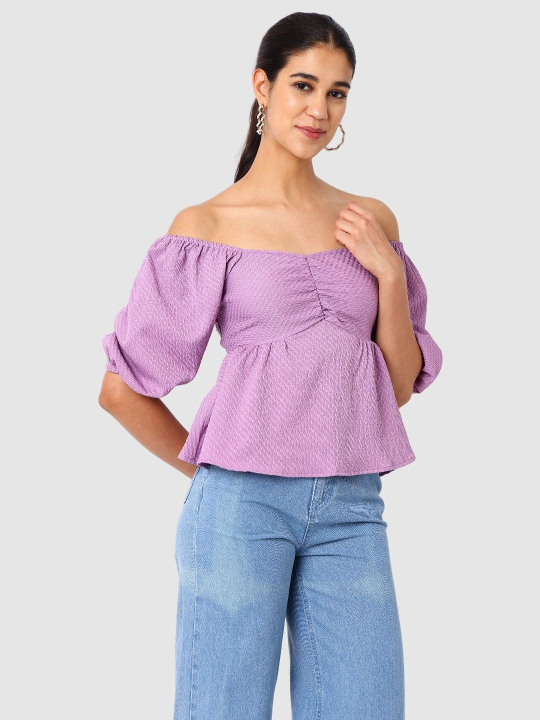 Women's Regular Fit Textured Designer Back Top