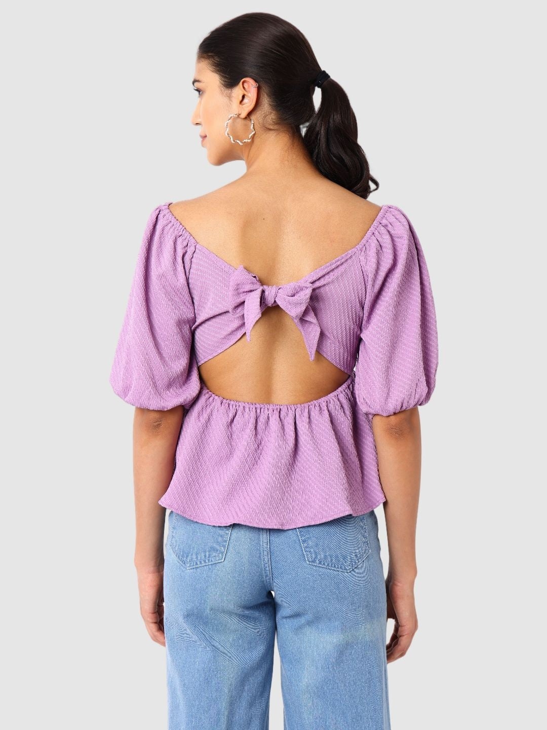 Women's Regular Fit Textured Designer Back Top